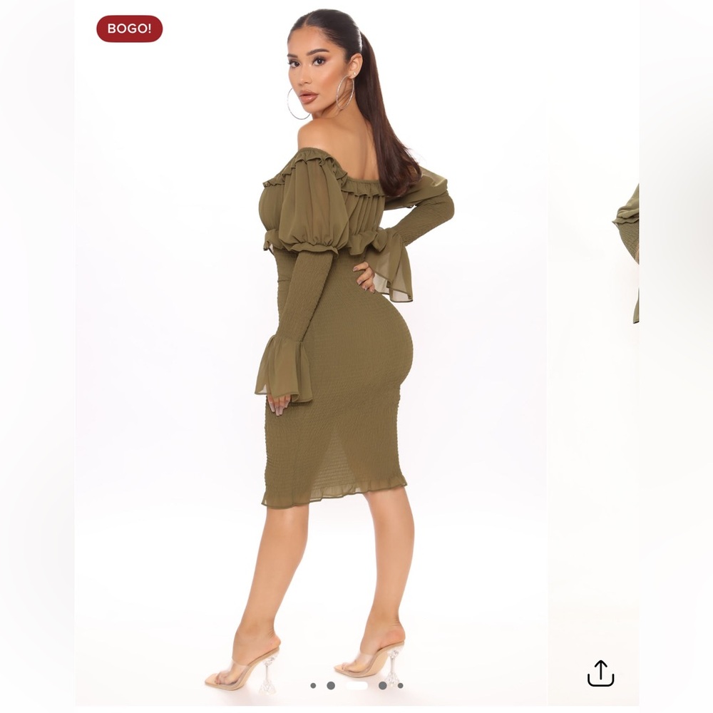 Fashion Nova Midi dress - Olive SIZE S